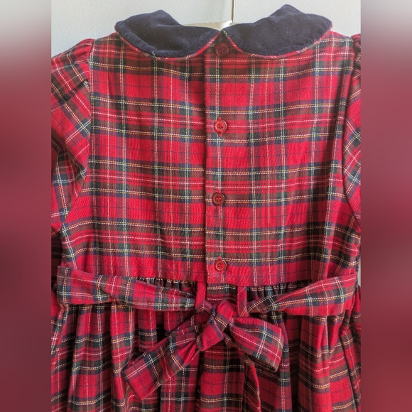 EUC...Vintage Smocked Tartan Plaid Christie Brooks Girls Dress Size L 6X - Picture 7 of 9